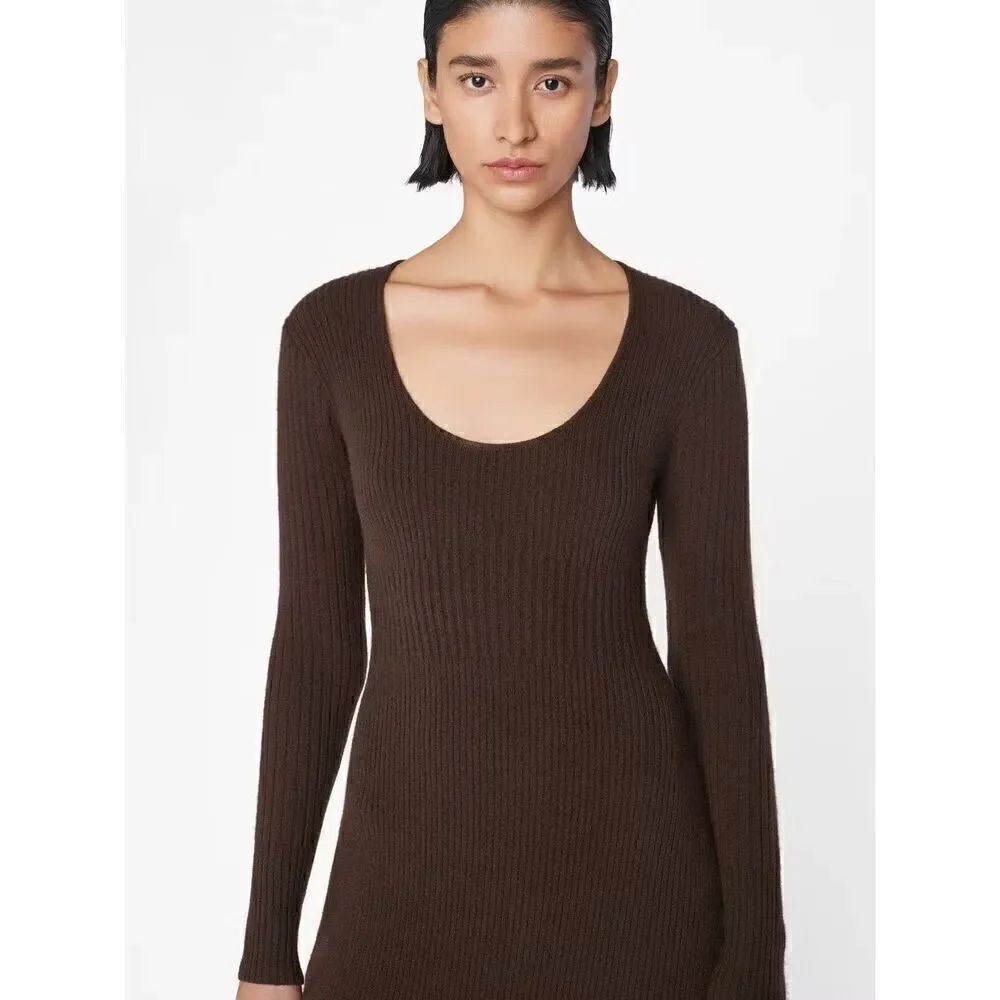 Frame Ribbed Cashmere U-Neck Dress NWT medium - Picture 4 of 15